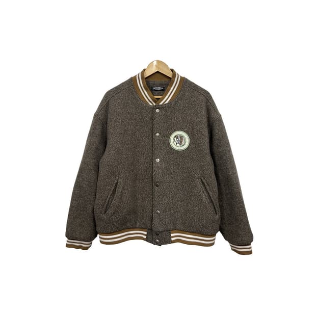 고고싱 인디언 패치 브라운 모직 스타디움 바시티 자켓