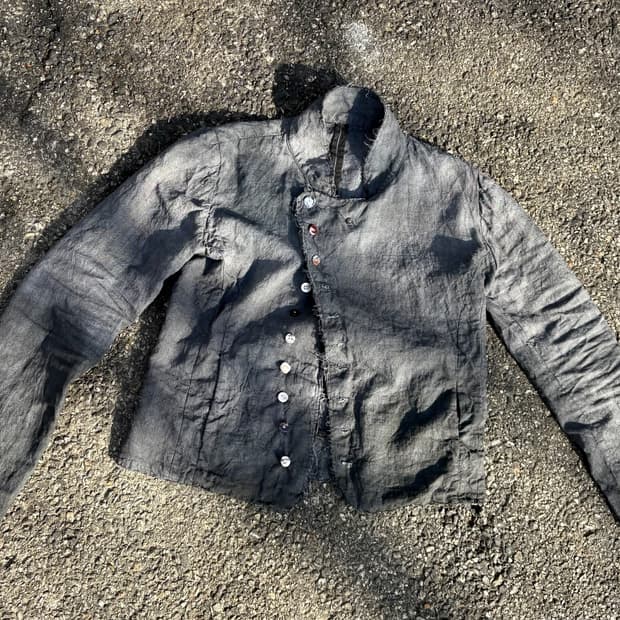 Hand dyed asymmetrical linen jacket