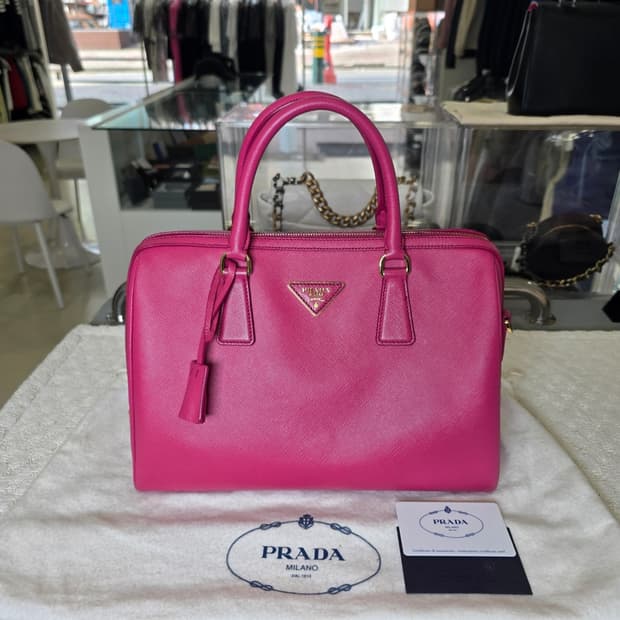 [중고/정품] 프라다 사피아노 럭스 보스턴백 핑크