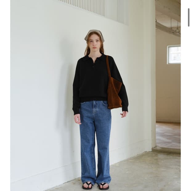 아르토 Wide Denim Pants_Mid blue