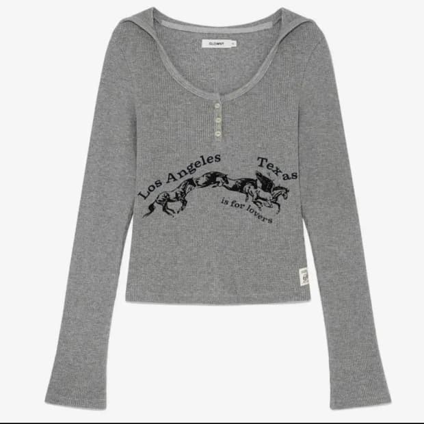 글로니 텍사스 와플 롱슬리브 그레이 L