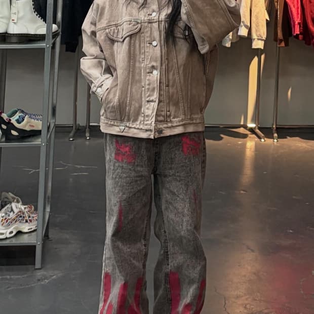 게스USA 워싱 데님 트러커 자켓 A3438