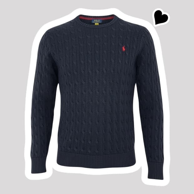 신형 QR라벨 폴로 랄프로렌 네이비 꽈배기 니트