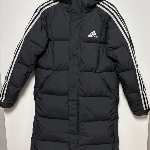 아디다스 3-스트라이프 레귤러 핏 롱 다운 패딩