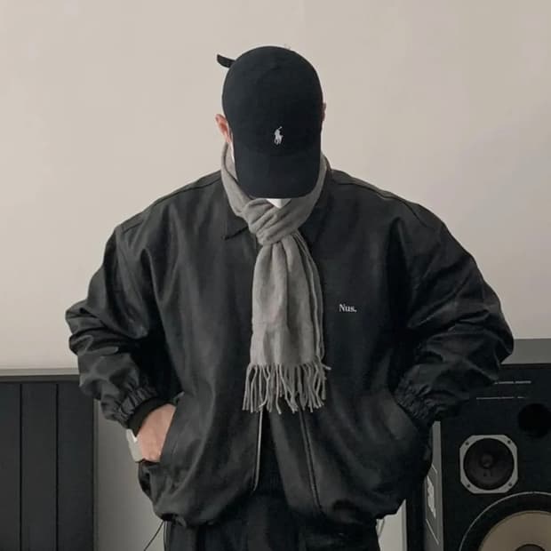 nus yel logo kara leather padding jacket
