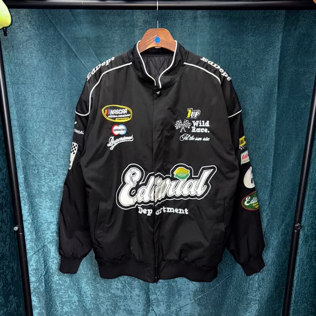 (XL) 빈티지 레이싱 블랙 봄버 자켓