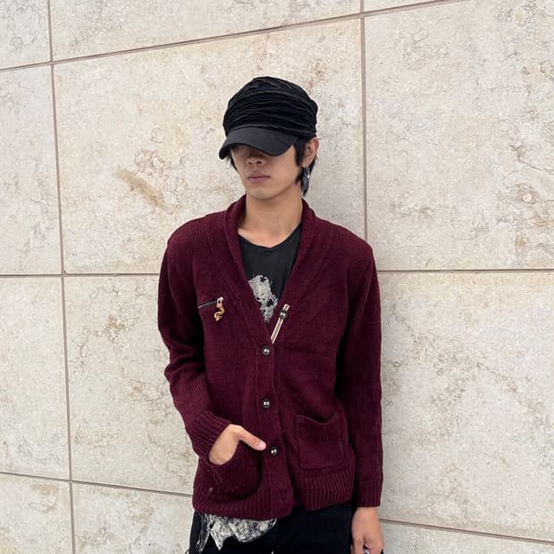 “Vintage” burgundy Zipper detail Knit Ca