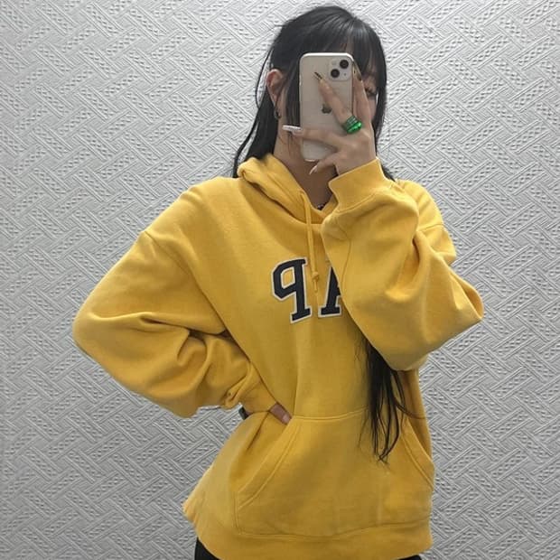 갭 빈티지 레트로 Y2K 옐로우 약기모 후드티 M C08093