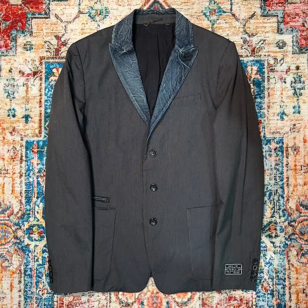 [M] 디젤 데님카라  스트라이프 엔진 블레이저