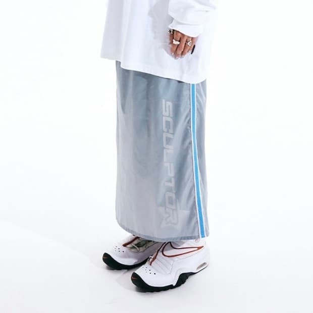 스컬프터 사이버펑크 새틴 롱 스커트