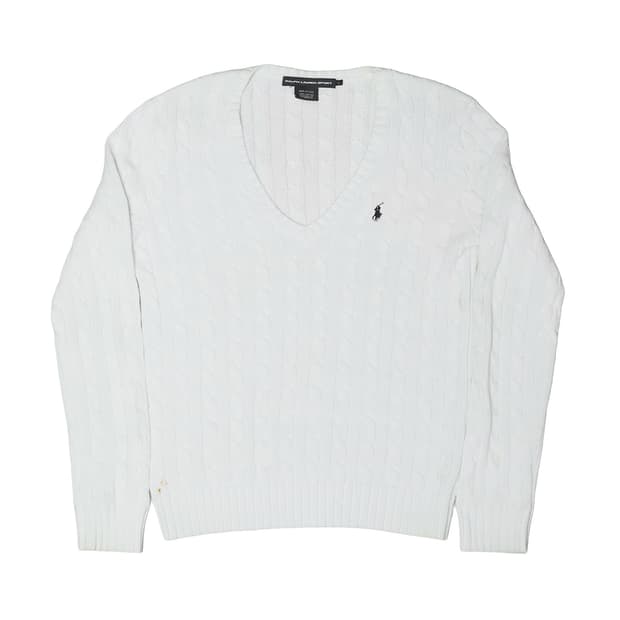 [정품]폴로 랄프로렌 여성 케이블 니트 V넥 꽈배기 스웨터 L