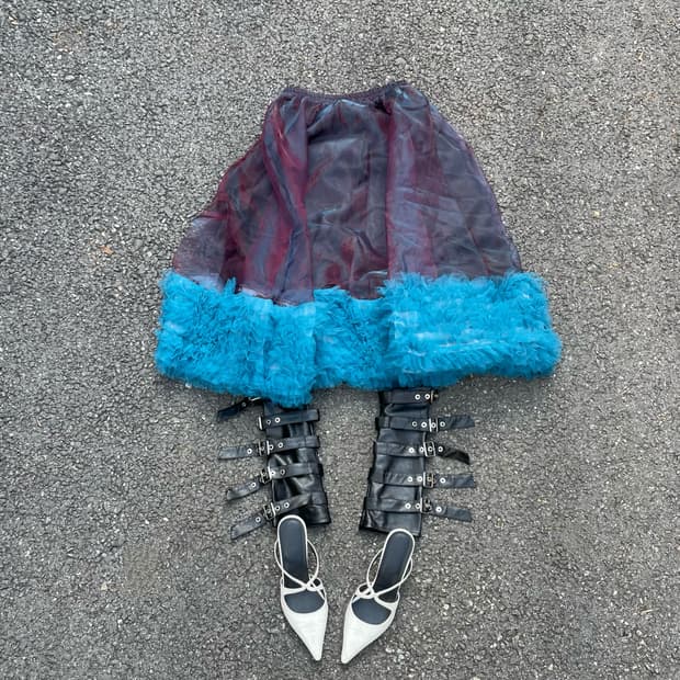 Aqua cloud ruffle banding sha skirt