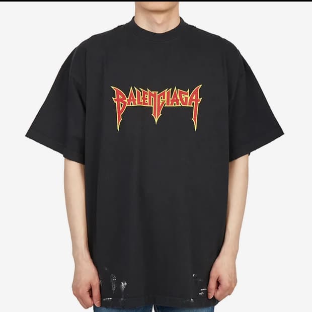 발렌시아가 메탈리카 로고  남녀공용 반팔