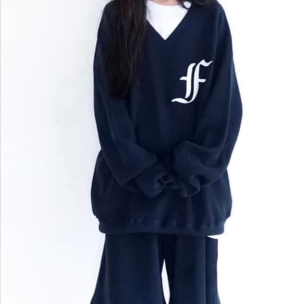 샵페어리 네이비 와플 맨투맨 셋업