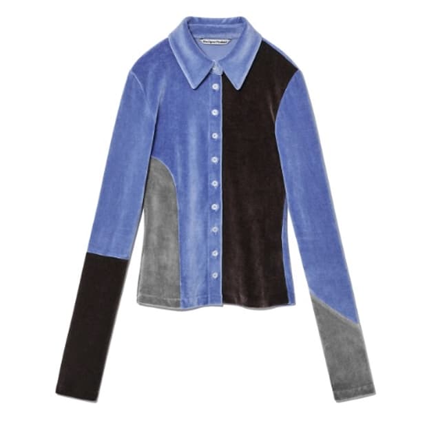 Theopenproduct panelled velvet shirt