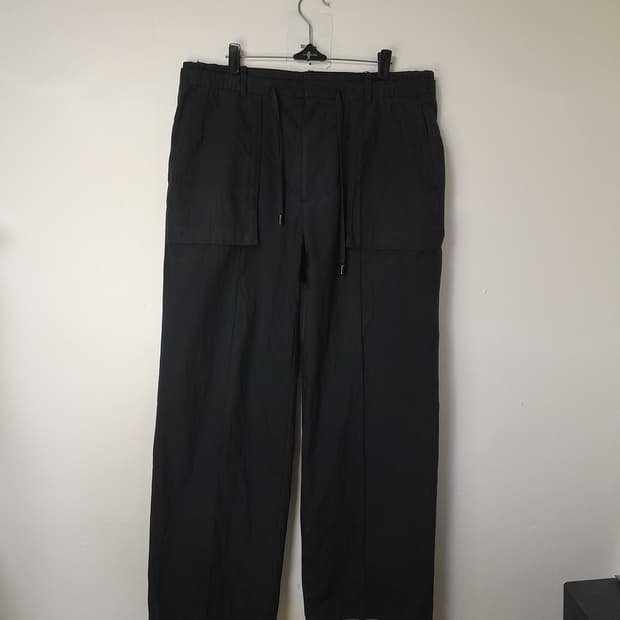 준지 블랙 드로우스트링 코튼팬츠 48/32"