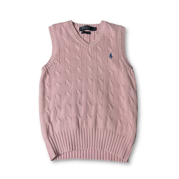 폴로랄프로렌 키즈 블루포니 연핑크 케이블 니트 베스트 60