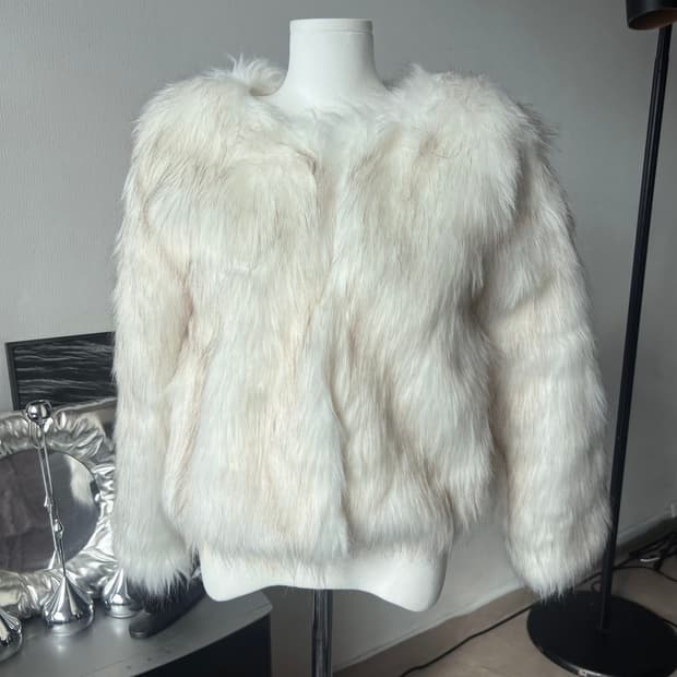 [새상품]아이보리 믹스 브라운 페이크 퍼자켓