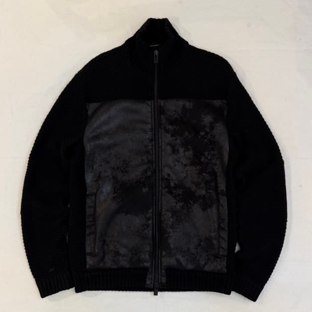 아르마니 익스체인지 비건레더 니트집업 블랙