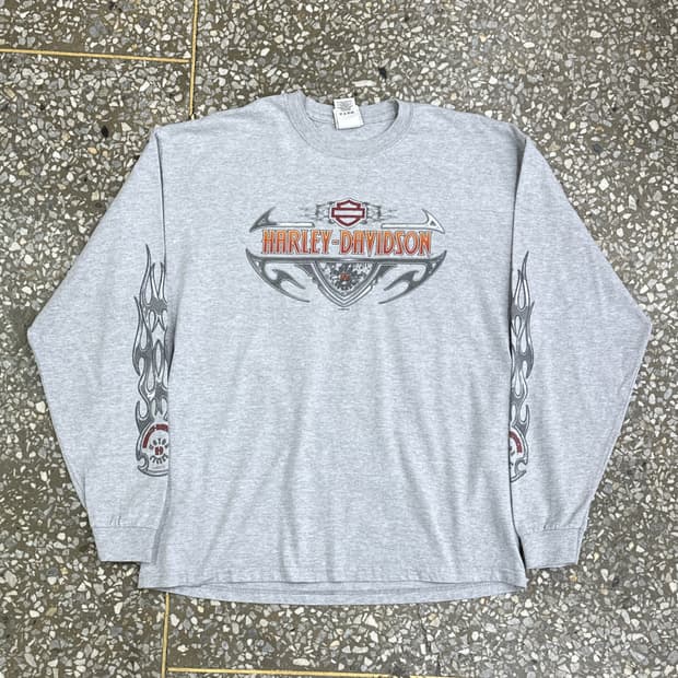 00s USA 할리데이비슨 플레임 롱슬리브 티셔츠 XL