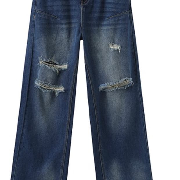 우마미즘 DISTRESSED DENIM JEANS WASH xl