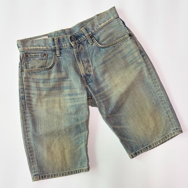 에드윈 503 빈티지 워싱 데님 하프 팬츠