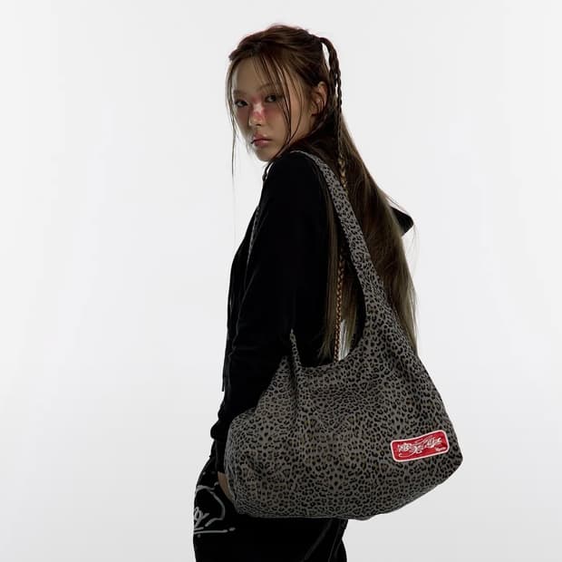 Leopard Print Shoulder Bag Blue Gray