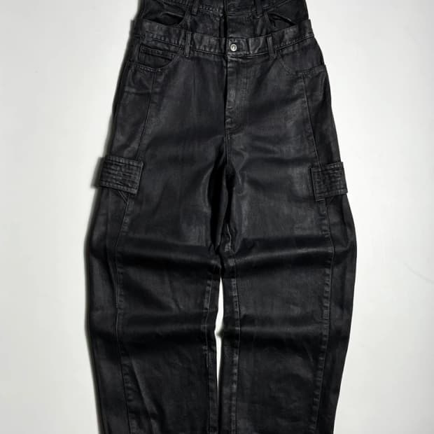아워파스 더블 웨이스트 PAS 066 새깅 데님 팬츠 R2604