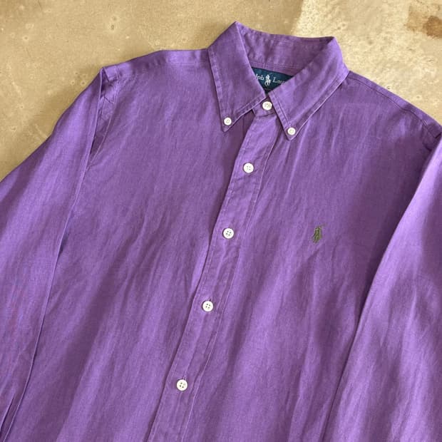 M 폴로랄프로렌 린넨 퍼플 셔츠 