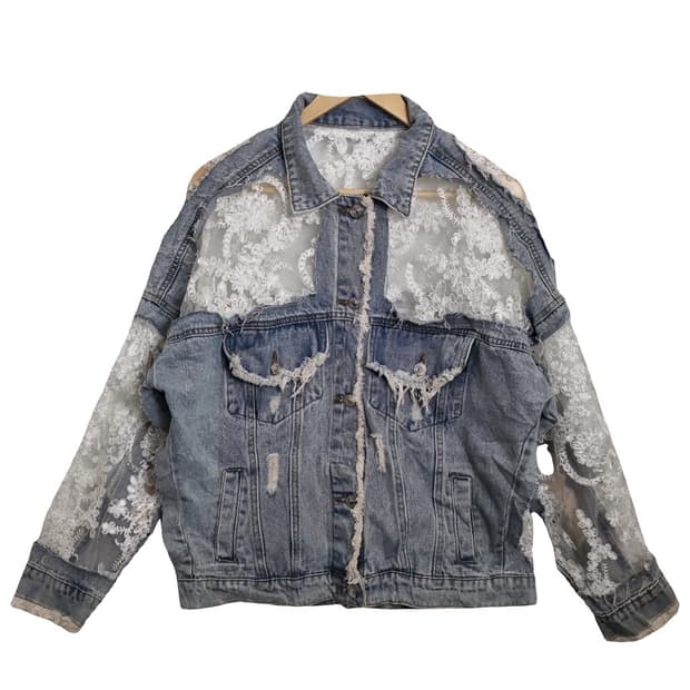 JPN 레이스 믹스 데님 자켓