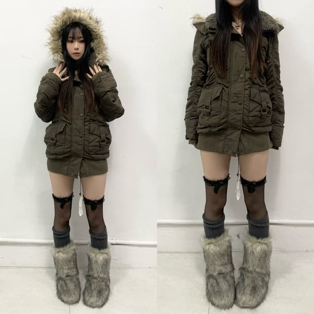 [GRAFFI] y2k 갸루 브라운카키 야상 자켓