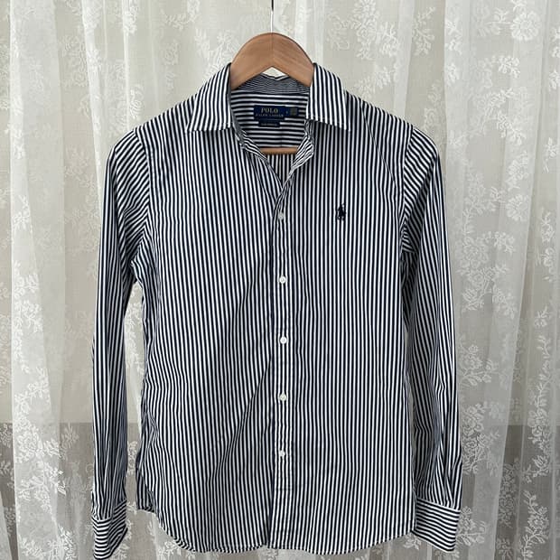 M) 폴로 랄프로렌 여성 슬림핏 스트라이프 셔츠 네이비