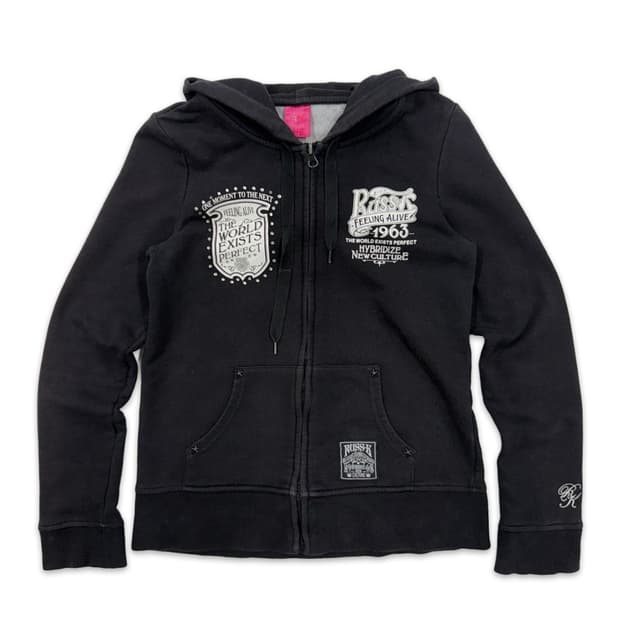 빈티지 Russ.k 블랙 후드 집업