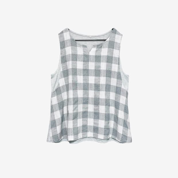 Check Panel Sleeveless - Melange Gray