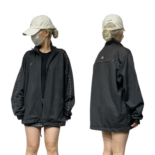 아디다스 블랙 사이드 라인 올드스쿨 오버핏 트랙탑 져지 L