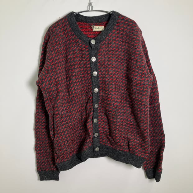 엘엘빈 빈티지 버드아이 울 가디건 XL