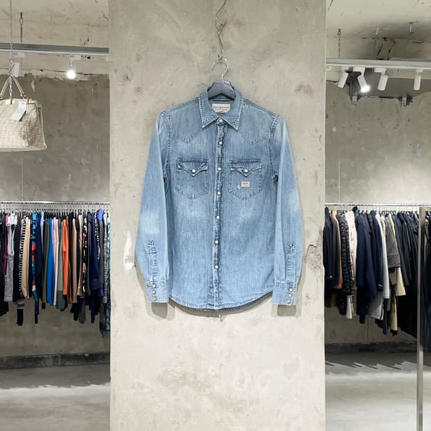 데님 앤 서플라이 랄프 로렌 연청 스냅 버튼 웨스턴 데님 셔츠