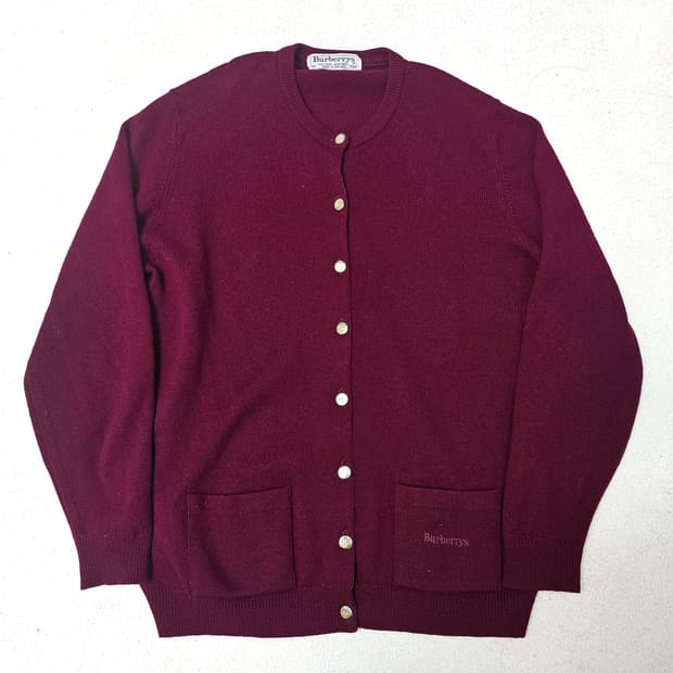 40 버버리 빈티지 램스울 금장 가디건