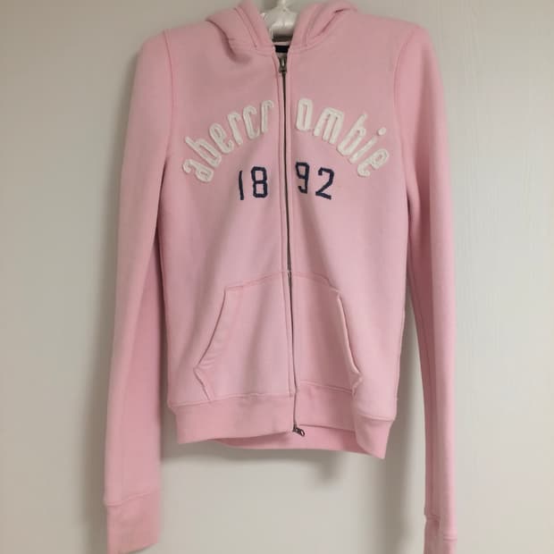 빈티지 아베크롬비 연핑크 딸기우유 베이비 핑크 후드집업 XL