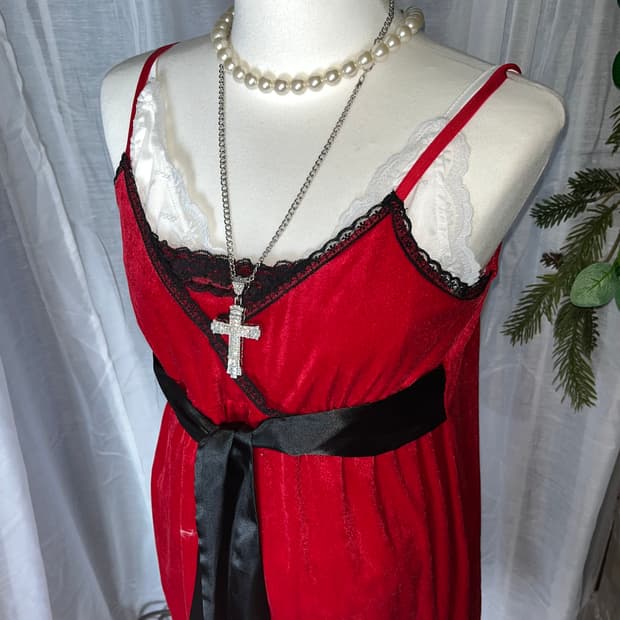 고스 레이스 벨벳 원피스 