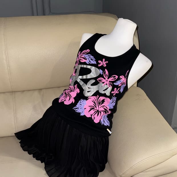 tropical pattern halter-neck top 