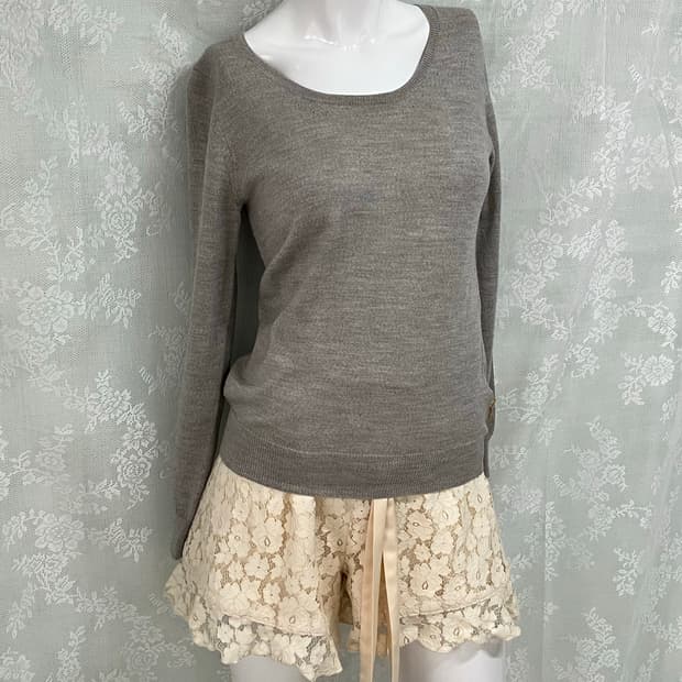 빈티지 그레이 셔링 니트 블라우스 1107 모리걸 y2k 스트릿 갸루 펑