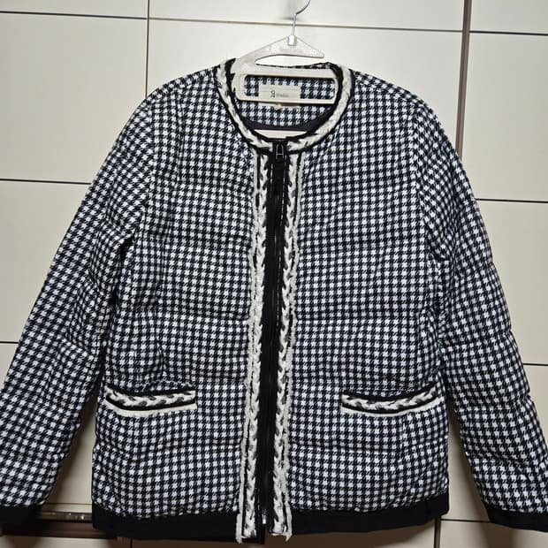 지스튜디오 여성 구스다운 트위드 패딩 자켓