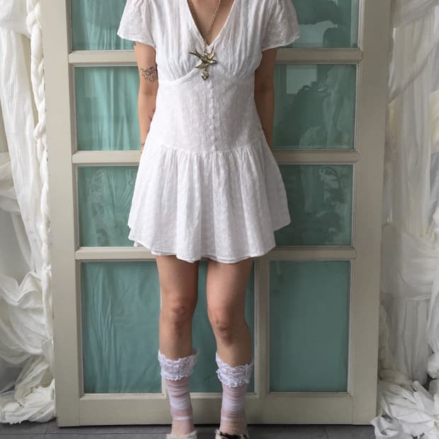 Pattern point button up dress