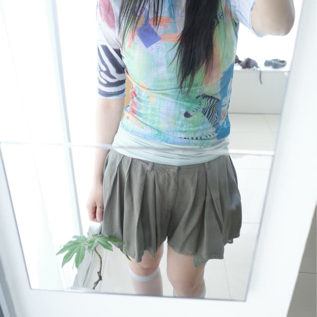 Pleats layered shorts