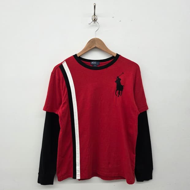 폴로 랄프로렌 레이어드 긴팔 티셔츠 레드 남L