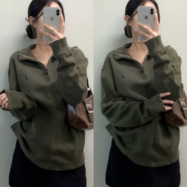 폴로 반집업 니트 