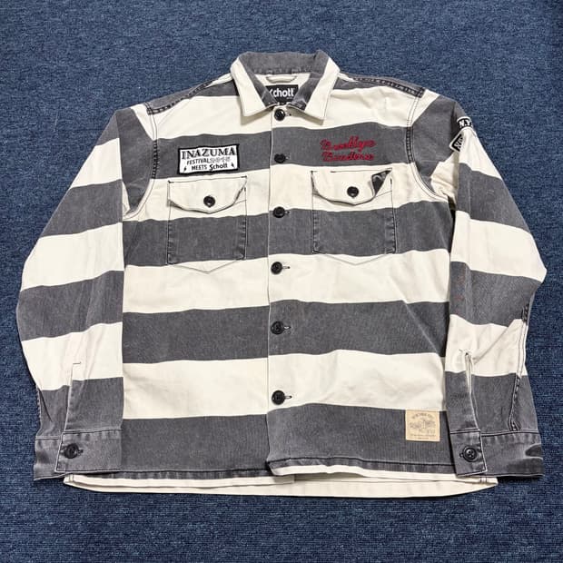 쇼트 스트라이프 워크 셔츠 자켓