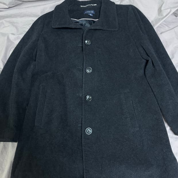 빈티지 미디 하이넥 코트 블랙