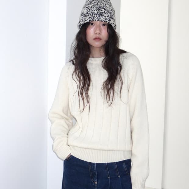 포니테일 Jeannes Boyfriend Sweater (CREAM)